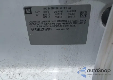 2013 Chevrolet Malibu 1Lt z USA, uszkodzony, nr VIN 1G11C5SA2DF334203